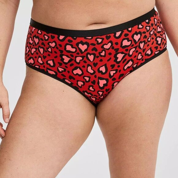 Torrid Panties 00X 5X- Cheeky Panty Heart Print Second Skin Microfiber Strappy - Picture 1 of 2